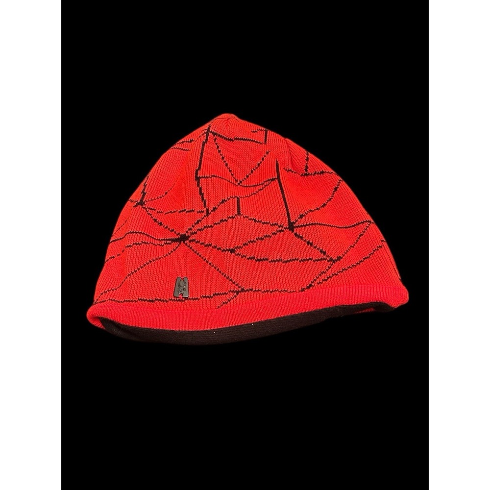 SPYDER Little Boys Red And Black Web Beanie Hat Knit Fleece One Size‎